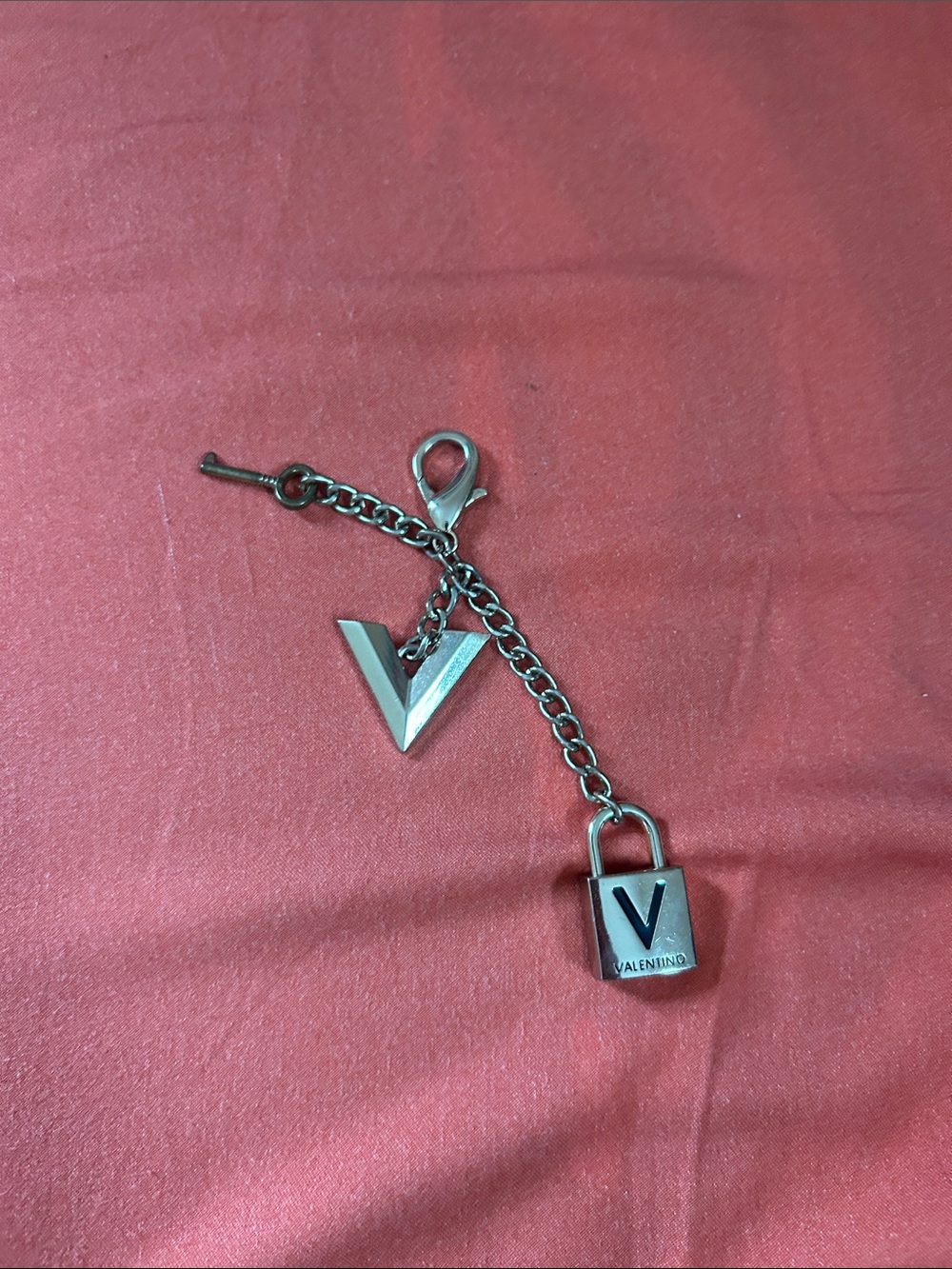 Valentino V Charm Key & Padlock Chain